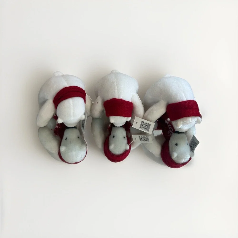 3x Coca Cola Coke  Plush Polar Bears w/ Holiday Red Scarf 4